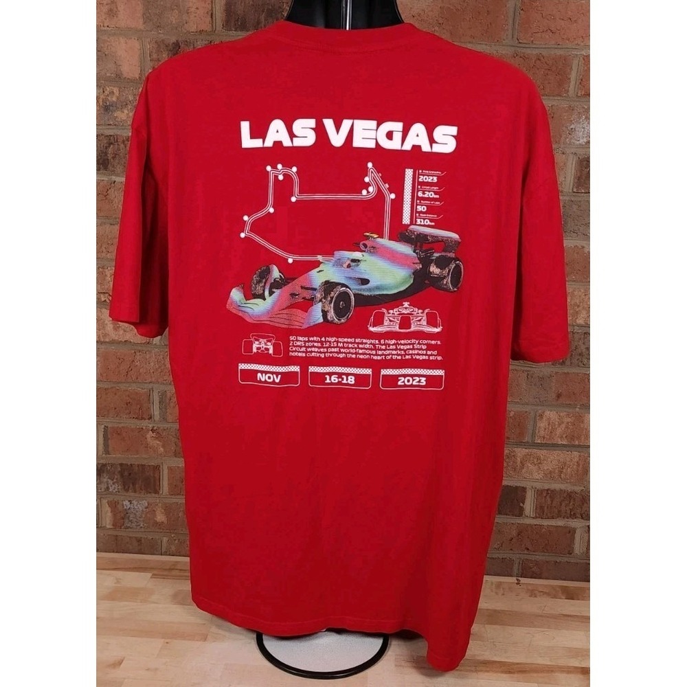 Formula 1 Las Vegas Grand Prix Shirt Mens Size 2XL Racing Graphic Print 2023 Red
